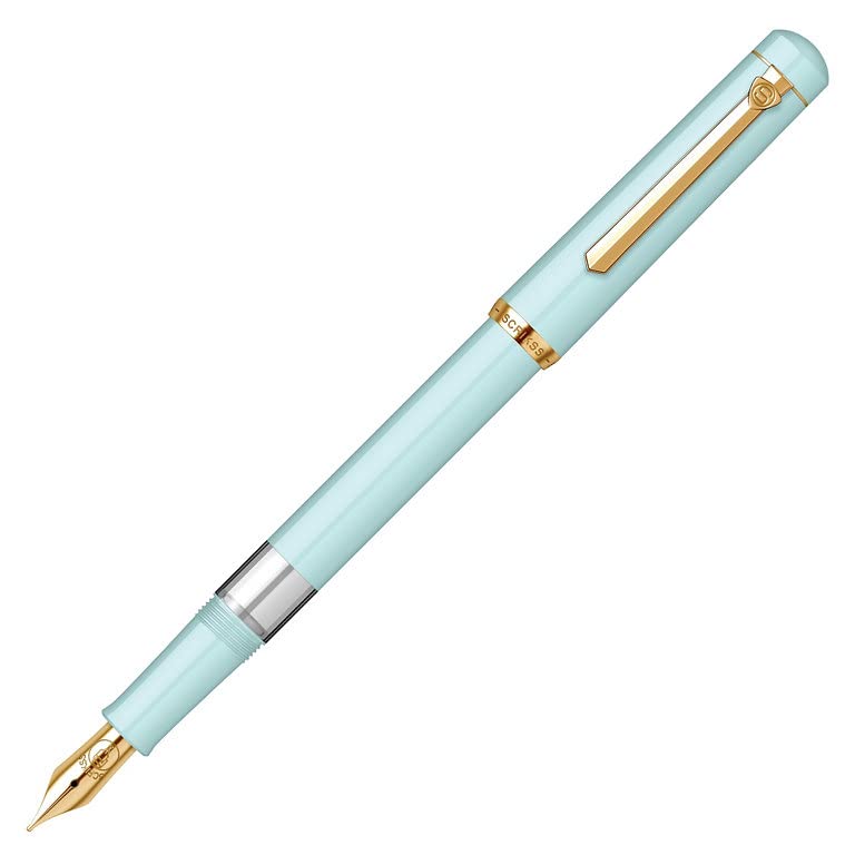 Scrikss | 419 Legendary | Fountain Ink Pen | Medium Nib | Gold Plated | Glossy Mint Barrel Scrikss